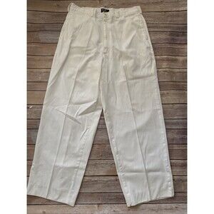 Polo Ralph Lauren Pants Mens 34 x 28 White Cotton Flat Front Straight Leg USA